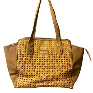 Marc Fisher Coastal Summer Breeze Wing Cane Wicker Natural Tote Bag Purse